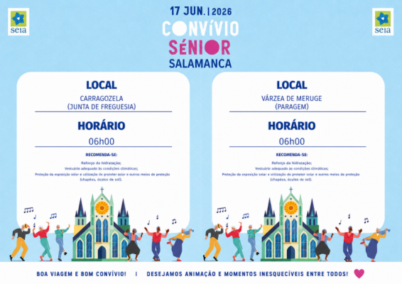 COMUNICADO HOR&Aacute;RIOS E LOCAIS AUTOCARROS - Conv&iacute;vio S&eacute;nior a Salamanca (Espanha) 17 de junho de 2026